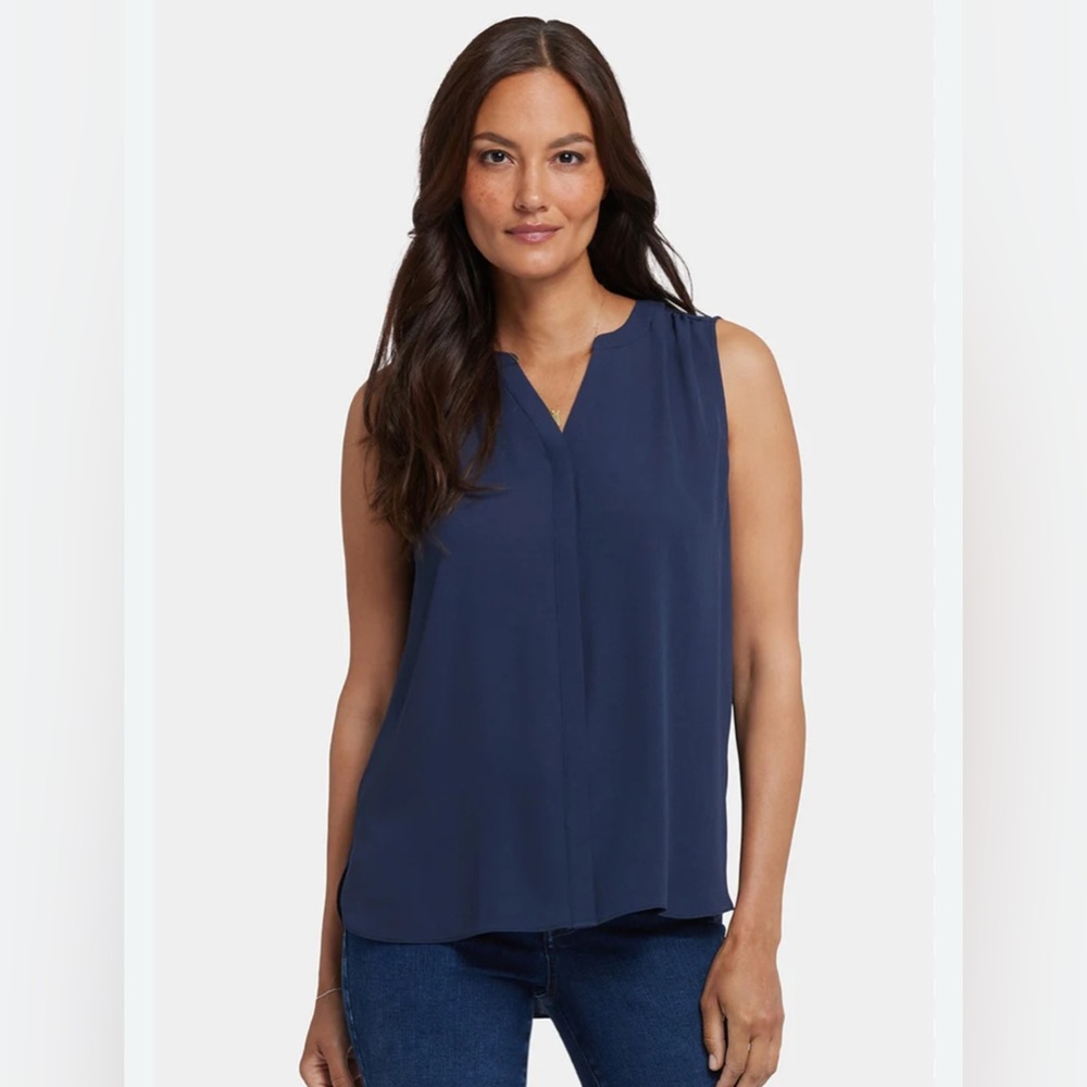 Pleione Navy Sleeveless High-Low Blouse – Size S